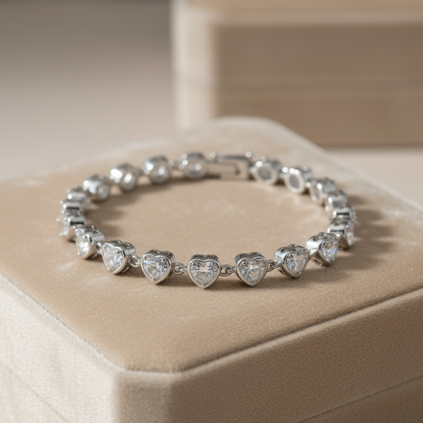 HEART TENIS BRACELET SILVER