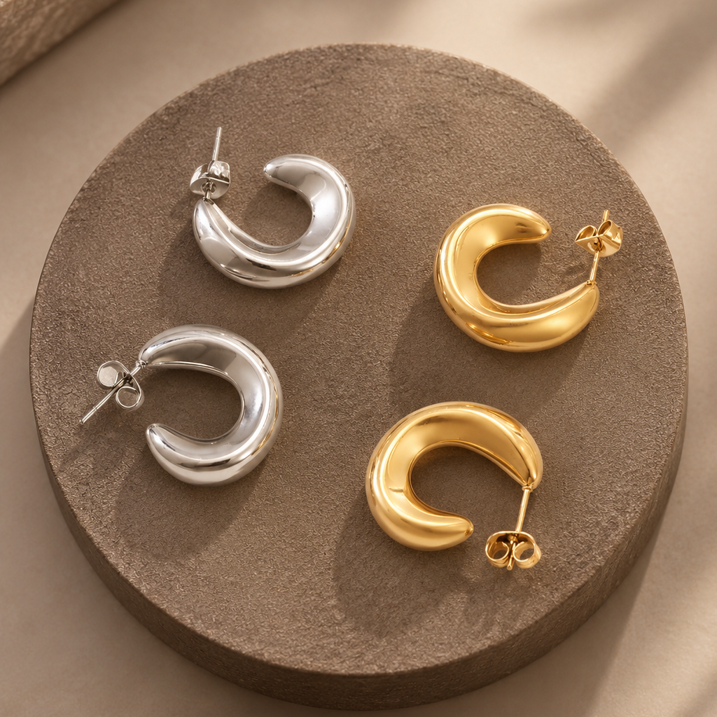 C HOOPS EARRINGS