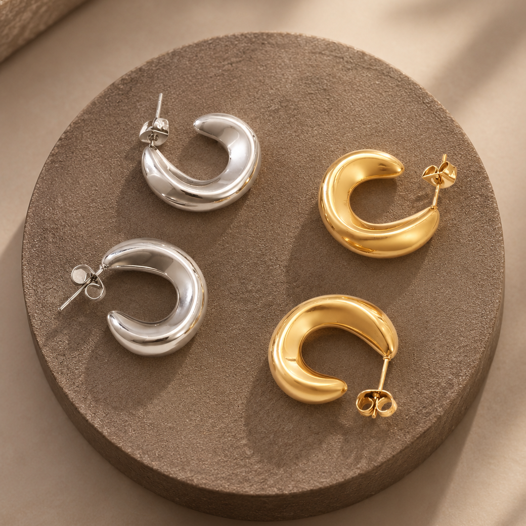 C HOOPS EARRINGS