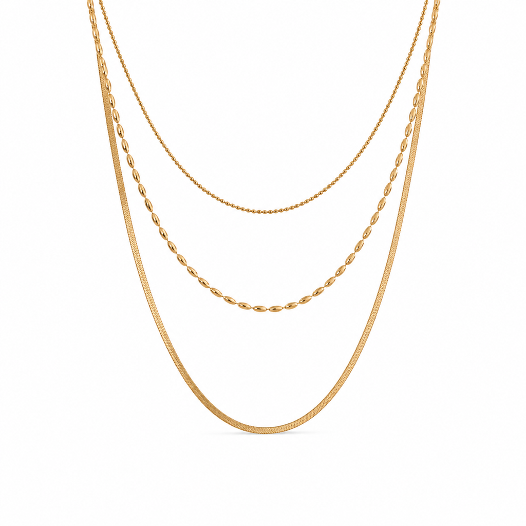 TRIPLE LAYER GOLD NECKLACE